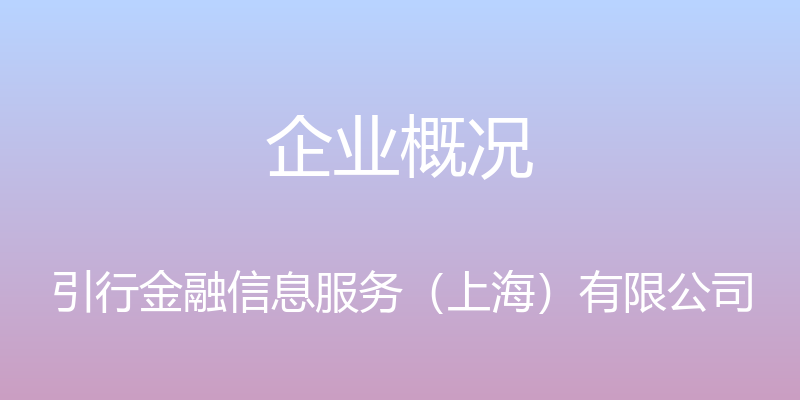 企业概况 - 引行金融信息服务（上海）有限公司